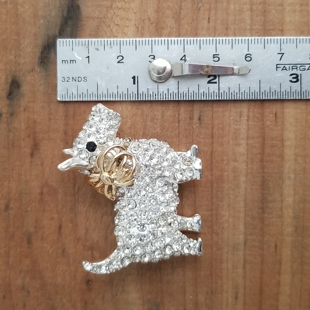 Scottish Terrier Two Tone Rhinestone Brooch - Picture 5 of 5